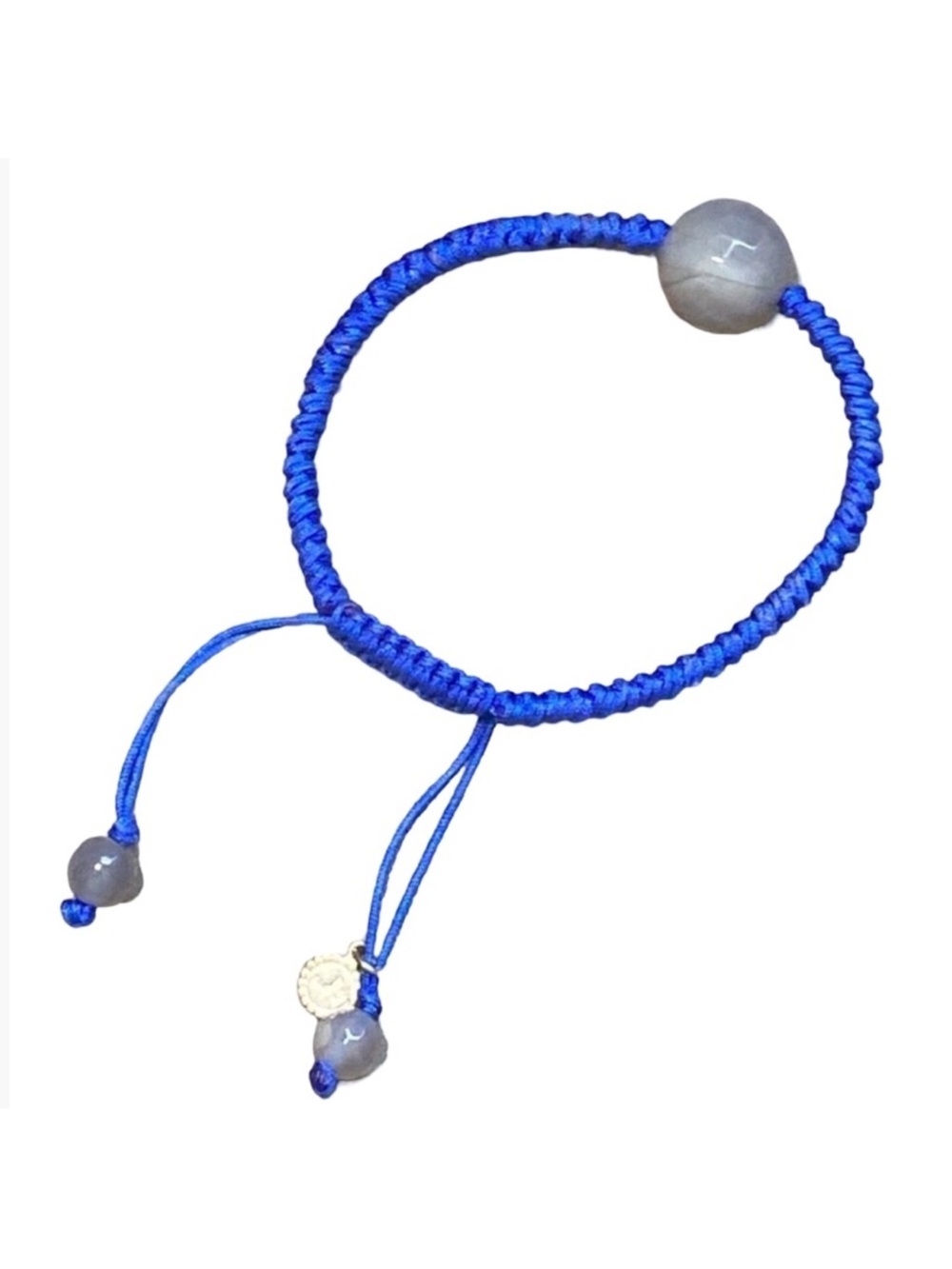 Sara Blaine Trinidad Gray Agate Slider Blue Macrame Bracelet for Willow House